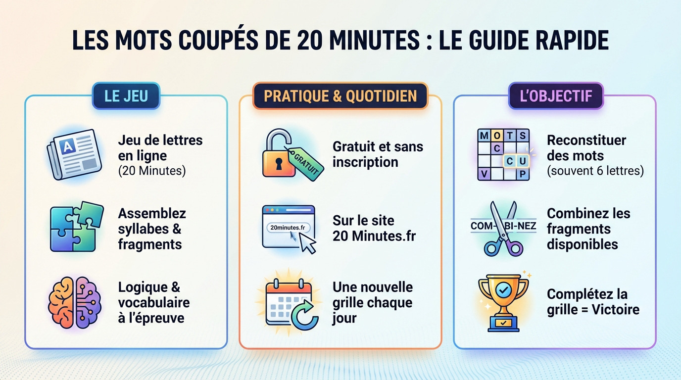Guide rapide pour comprendre le jeu mots coupés 20 minutes et ses règles d'assemblage